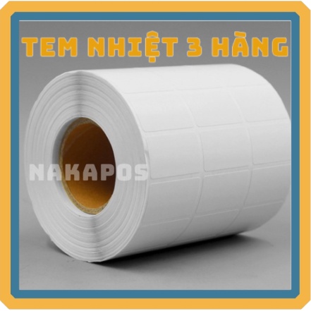 Giấy In Mã Vạch 3 Tem (Cuộn 6000 Tem) - Decal Nhiệt 3 Tem 25x15 mm , Cuộn 30m