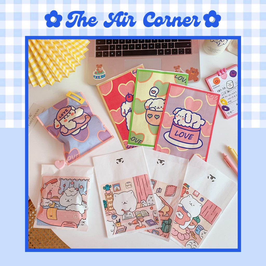 Túi giấy mini đựng quà bánh kẹo scrunchies mỹ phẩm đồ nhỏ xinh xắn độc đáo cute hình gấu trắng chó Teddy The Air Corner