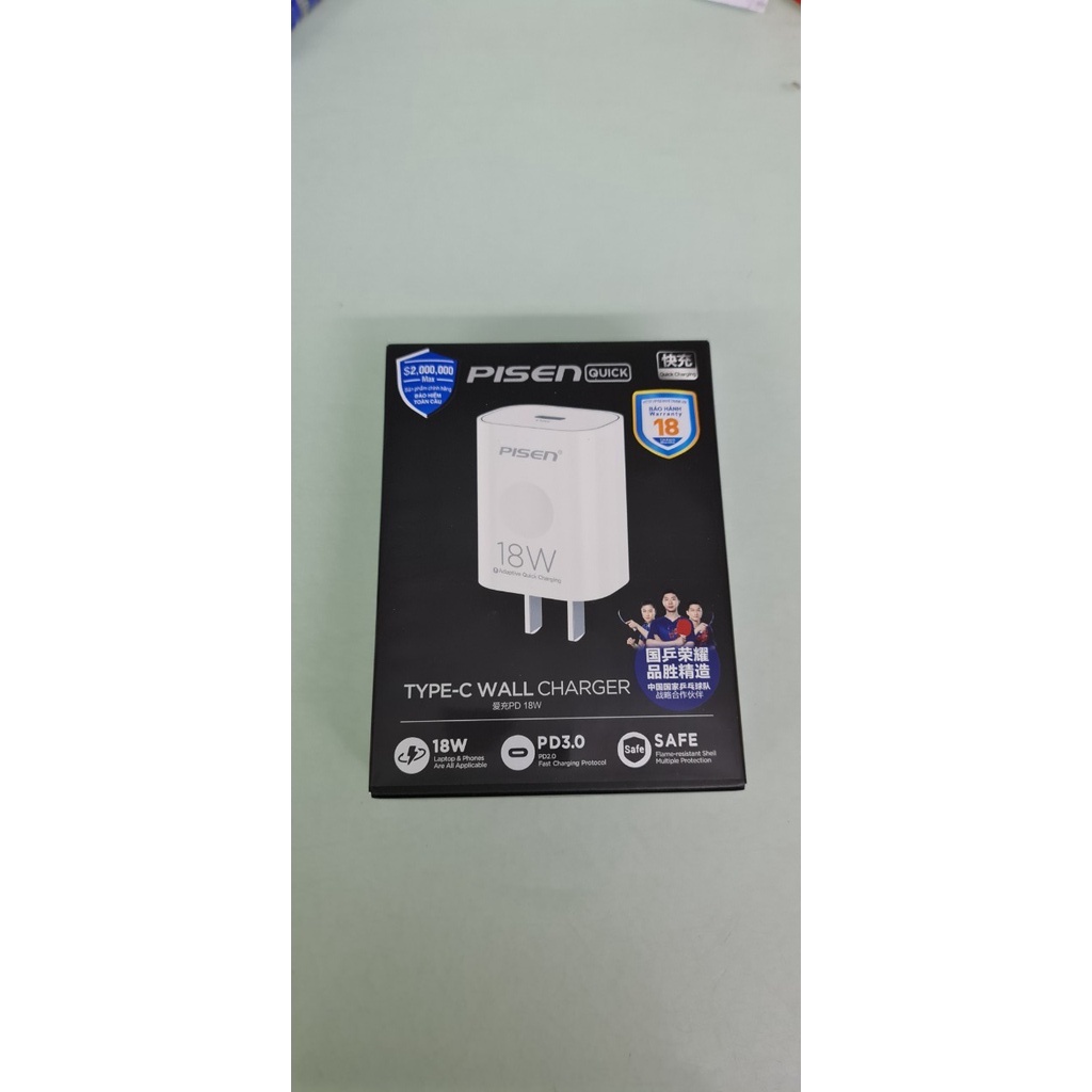 Cốc Sạc Pisen Quick Type-C Wall Charger PD 18W - Hàng Chính Hãng