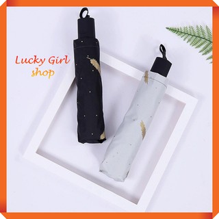 Dù/ Ô Gấp Gọn Lông Vũ Phủ 2 Lớp Chống Tia Cực Tím UV - Lucky Girl shop NHA TRANG