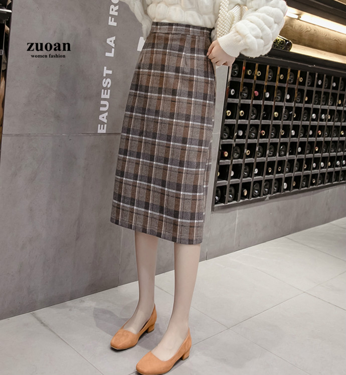 [ Mã 11FASHIONSALE1 giảm 10K đơn 50K ] Chân Váy Kẻ Caro Dài Dáng Lưng Cao Xẻ Tà Thời Trang Dành Cho Nữ | BigBuy360 - bigbuy360.vn