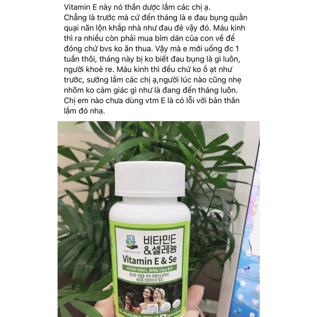 Viên Uống Vitamin E & Selenium 700mg Chuẩn Hàn Quốc Lọ 90 Viên