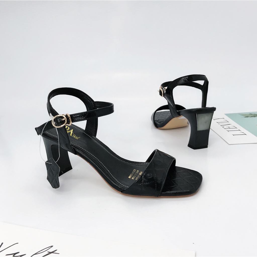 SALE HÀNG LẺ SIZE VNXK - 5126 GIÀY SANDALS QUAI BẢNG NGANG GÓT 7CM THANH NHẸ