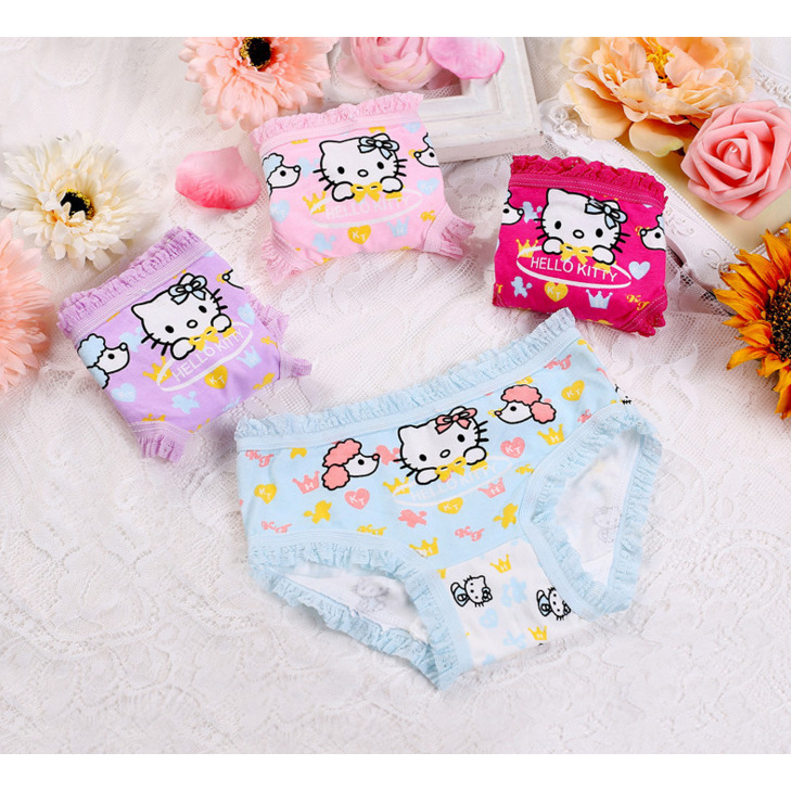 Bộ 4 Quần Lót Cotton In Hình Chuột Minnie Đáng Yêu Cho Bé Gái