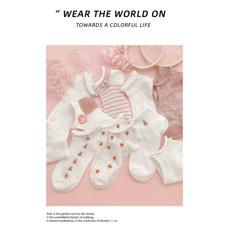 Tất vớ nữ cổ ngắn trơn cotton cao cấp gân vintage nhiều màu kháng khuẩn chuẩn xuất nhật