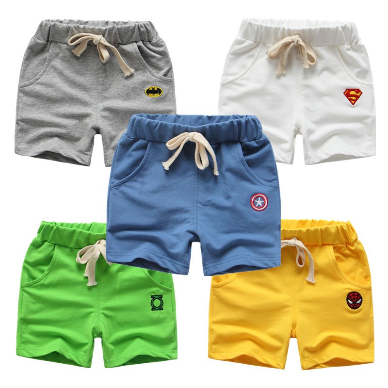 Quần Short Vải Cotton In Hình Marvel 5 Màu Thời Trang Mùa Hè Cho Bé Trai / Gái 1-8 Tuổi