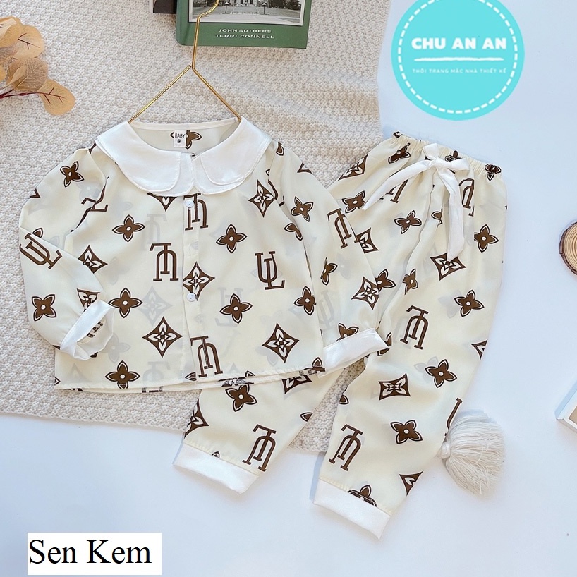 [ 15-28 KG ] Bộ Đồ Ngủ Pijama Bé Gái - Set Quần Áo Trẻ Em Mặc Nhà Lụa Cao Cấp Nhiều Màu Dài Tay Họa Tiết Dễ Thương