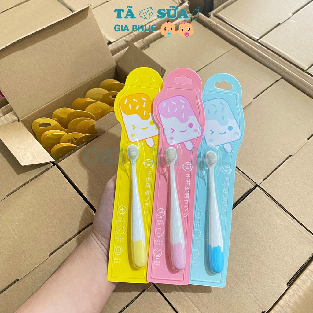 Bàn chải đánh răng đầu lông tơ Minilife có mặt chải lưỡi tiện dụng cho bé 2-8 tuổi - Sữa tã Gia Phúc