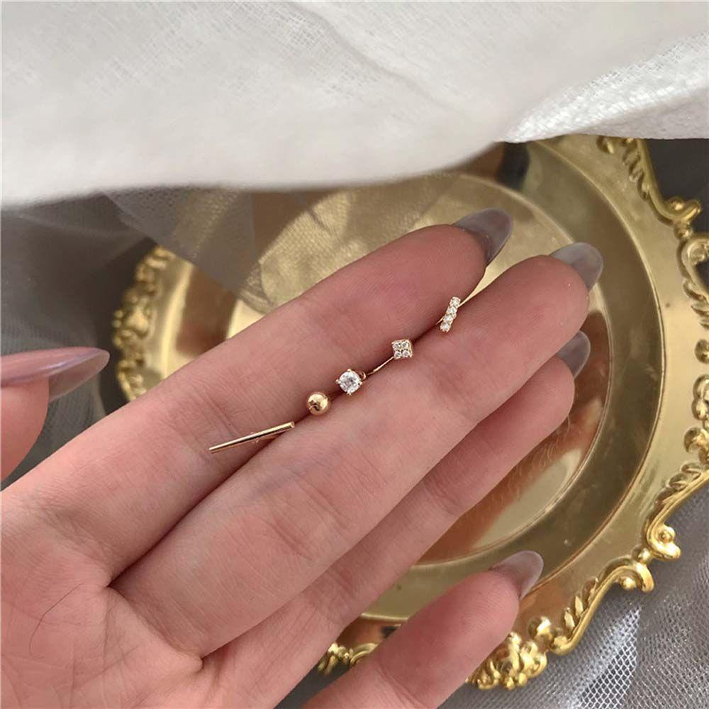 USNOW Set 5 Đôi Khuyên Tai Đính Đá Thời Trang Hàn Quốc Cho Nữ