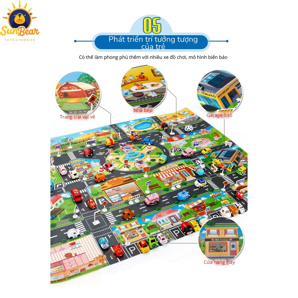 Thảm đồ chơi mô hình bản đồ giao thông cho bé 130x100 - Sun Bear