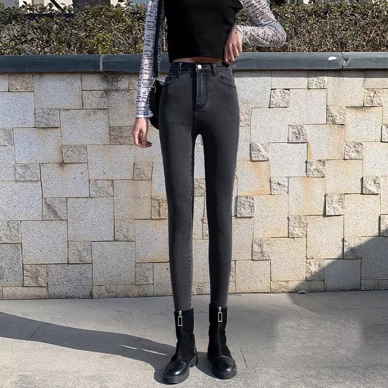 Quần Jeans Lưng Cao Co Dãn Hot Hit 2Màu Xanh Nhạt/Xám Đen Siêu Đẹp | BigBuy360 - bigbuy360.vn