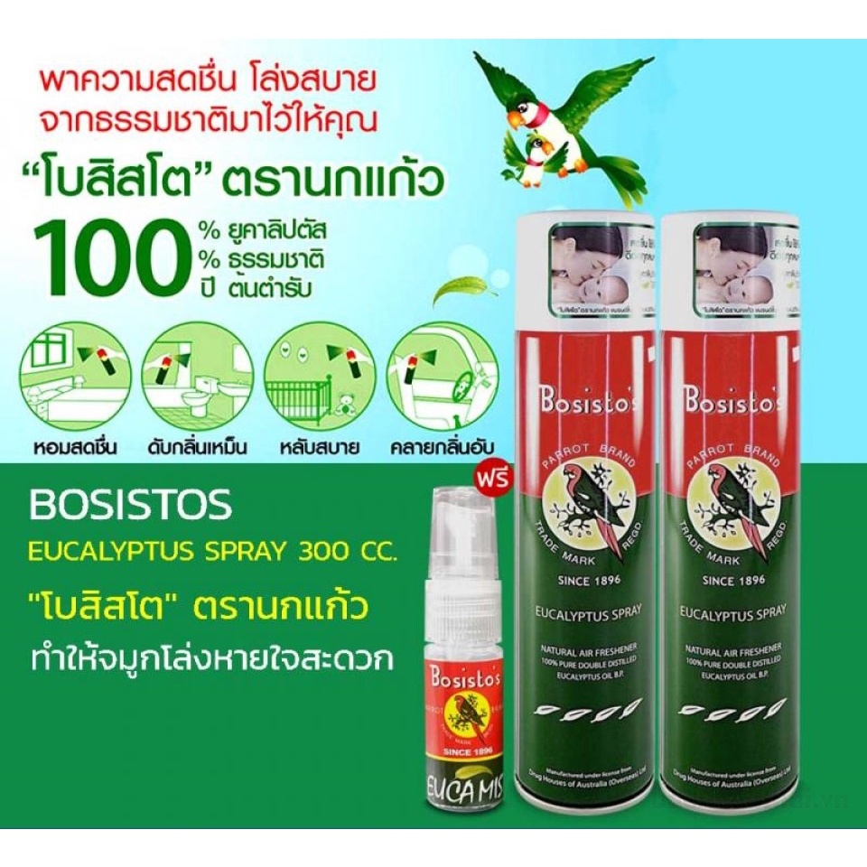 Chai xịt làm sạch khử mùi tınh dầu khuynh diệp Bosisto's Eucalyptus Spray Thái Lan