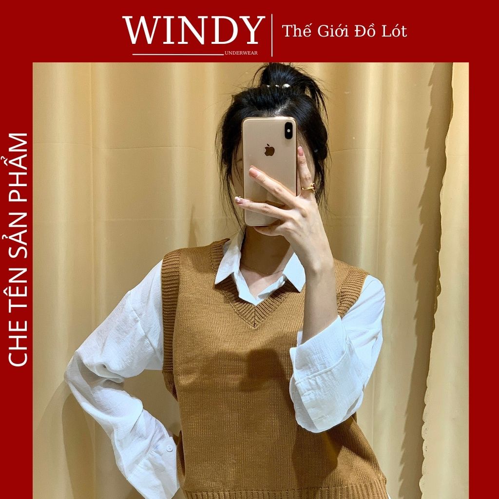 Áo Len Gile Nữ Cổ Tim Xẻ Tà Lệch Vạt Chất Lông Cừu Ấm Thời Trang Thu Đông Windy Secret