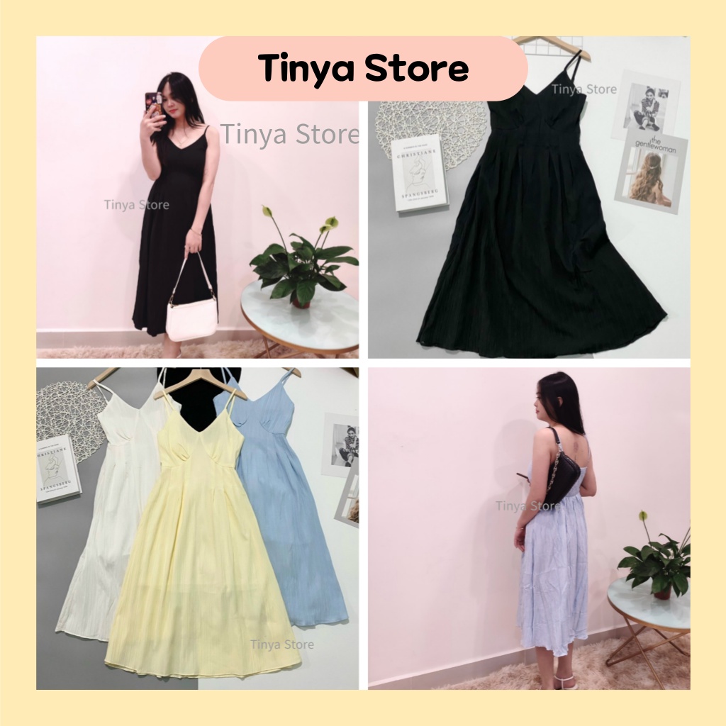VÁY 2 DÂY BASIC DÁNG DÀI PHÙ HỢP ĐI CHƠI ĐI BIỂN Tinya02