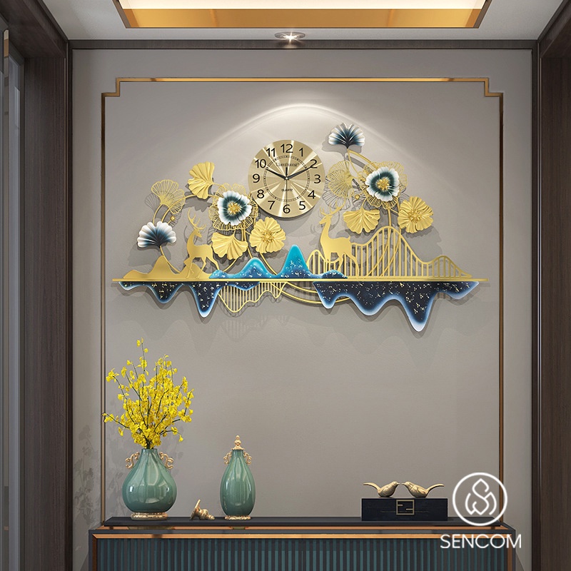 Đồng hồ treo tường phòng khách hiện đại SENCOM, đồng hồ trang trí decor sang trọng - 2938