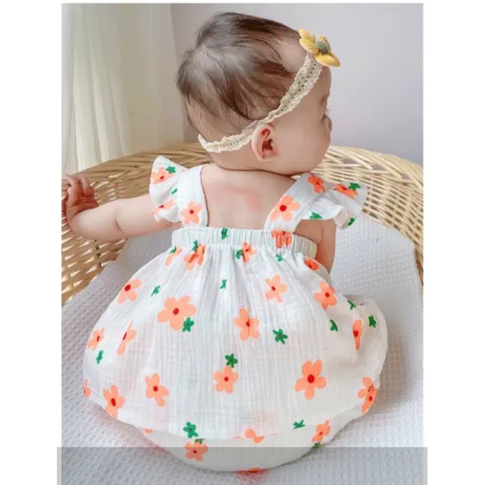 Bộ lanh lụa 2 dây cánh tiên cho bé gái 8-20kg