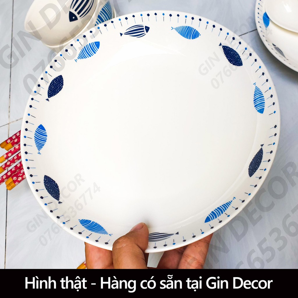 Bộ chén dĩa kiểu Nhật 14 món, hình Con Cá cho gia đình 4 người