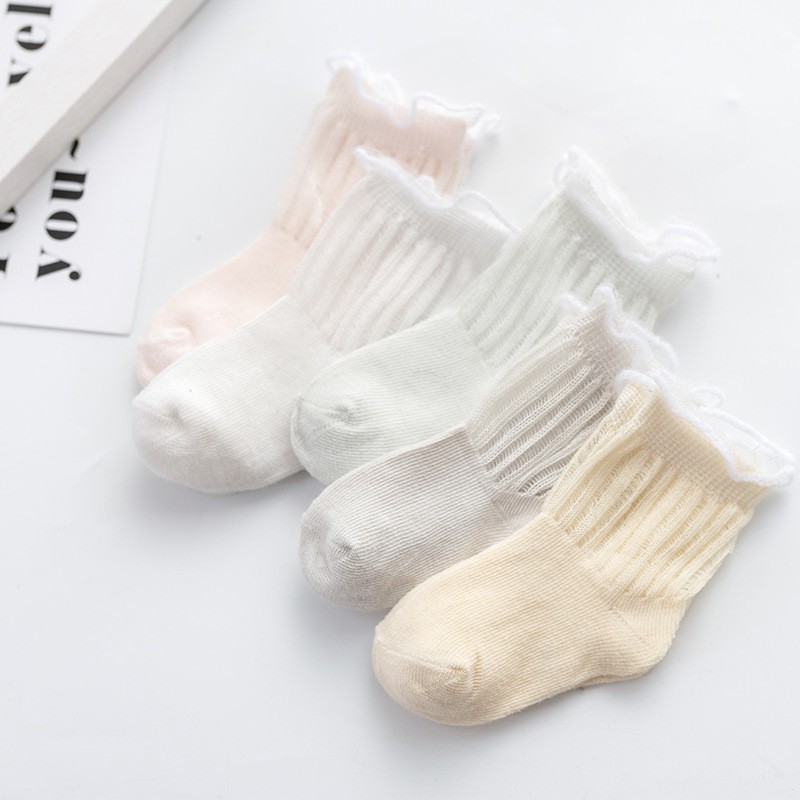 5 Pairs 0-5Yrs Newborn Baby Soft Cotton Socks for Girl Boy Solid Color Kids Sock