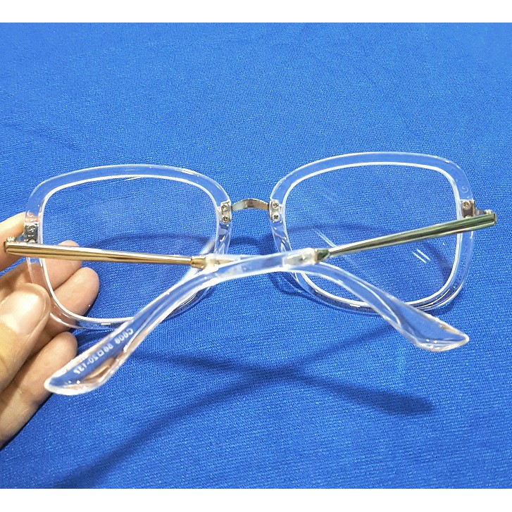Kính Giả Cận Form Chữ Nhật Nửa Chân Kim Loại Màu Bạc(kính+khăn+bao da)