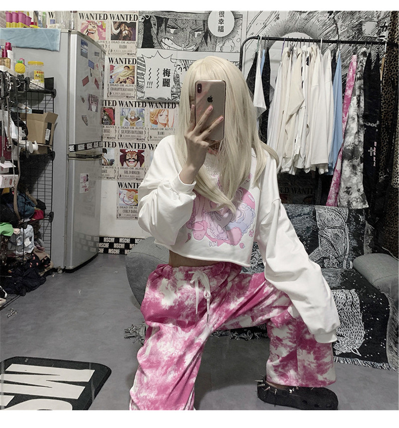 Áo tay dài dạng ngắn in họa tiết đáng yêu phong cách Hàn Quốc cho nữ