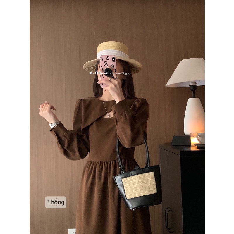Váy bầu thu đông thời trang Aidenshop đầm bầu sang chảnh chất nhung