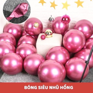 50 Bong bóng siêu nhũ màu hồng - Tặng kèm dây kết bóng 5m