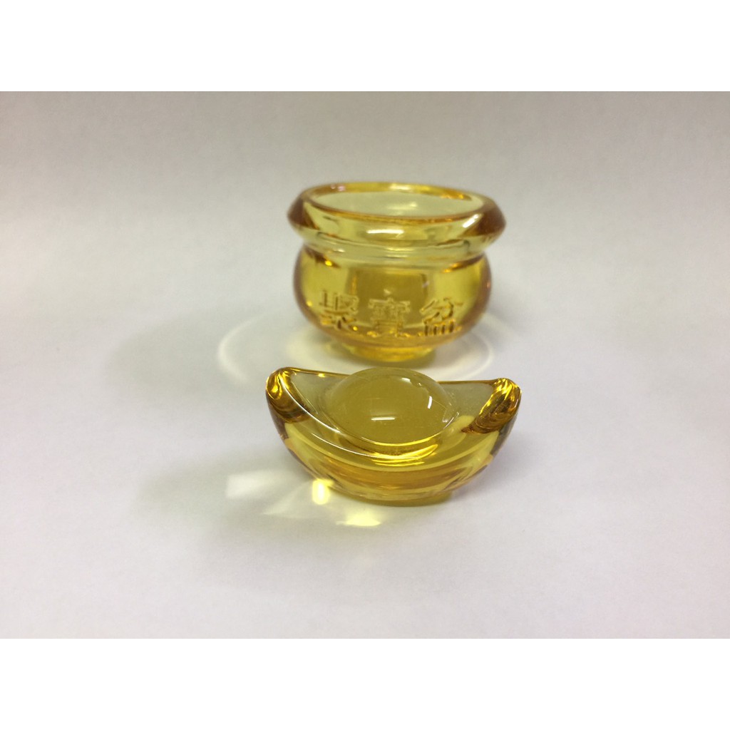 Bát tụ bảo tồn hũ vàng bằng pha lê lưu ly cầu tài lộc, tặng 01 thỏi vàng thần tài, phong thủy ý nghĩa