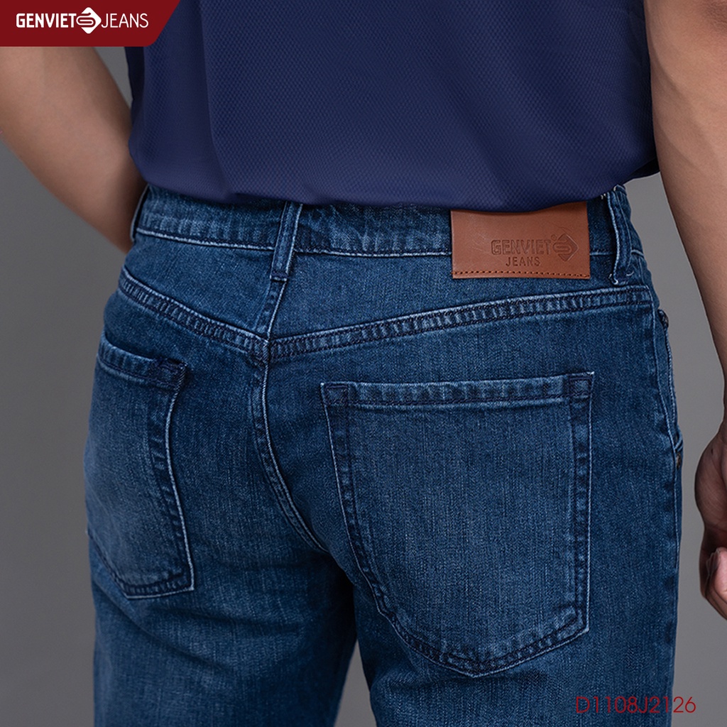 Quần Jeans Nam Genviet Trơn Chất Bò Mềm Cao Cấp Basic Dáng Đứng Không Phai D1108J2126