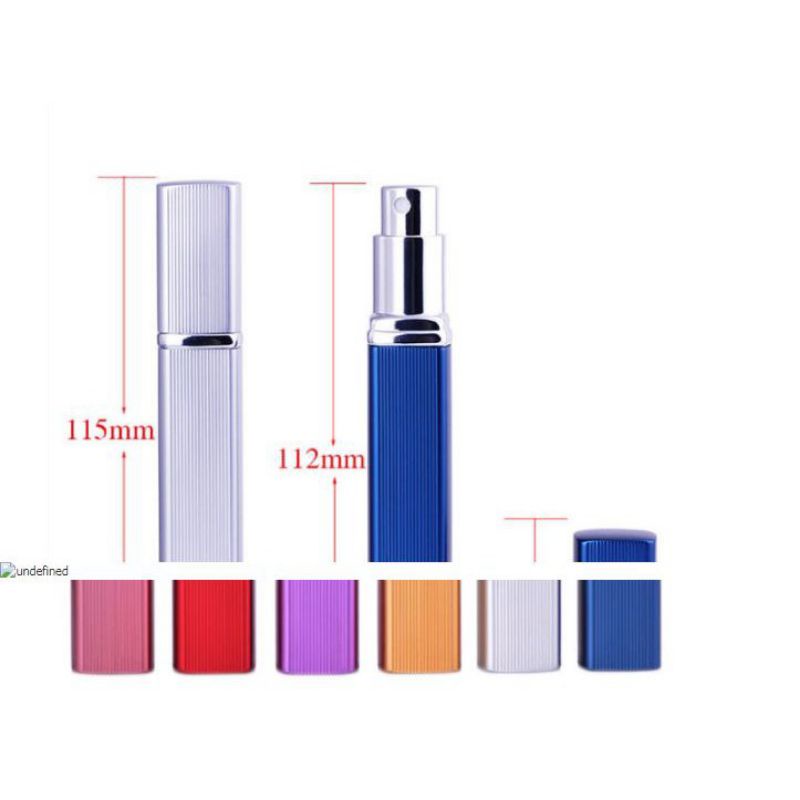 Lọ chiết nước hoa vỏ nhôm sọc vuông mini 2 lớp dung tích 12ml nhỏ gọn dễ dàng mang theo