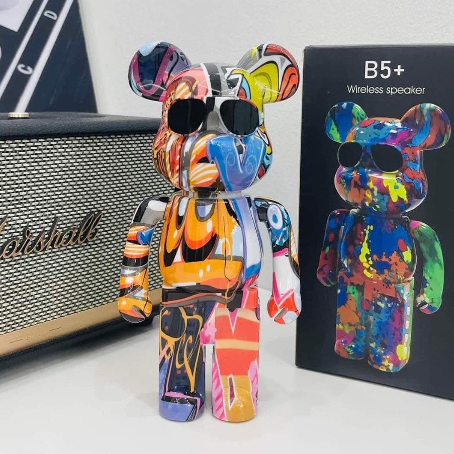 Loa bluetooth mini - Loa mini bearbrick bass mạnh giá rẻ B5+ chống nước với thiết kế cute dùng cả cho decor trang trí
