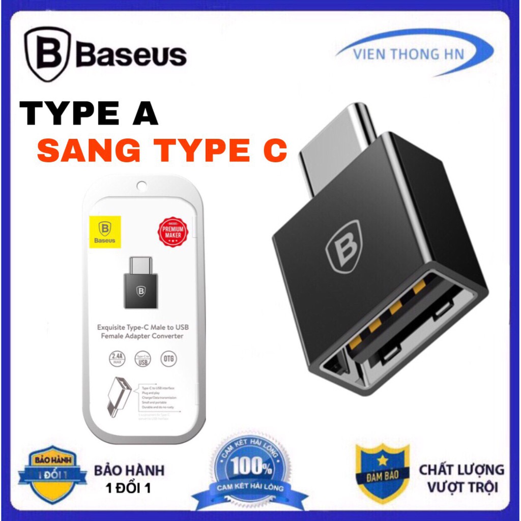 Jack chuyển đầu chuyển đổi adapter usb type a sang type c Baseus LV106 cho samsung xiaomi,..vv - vienthonghn