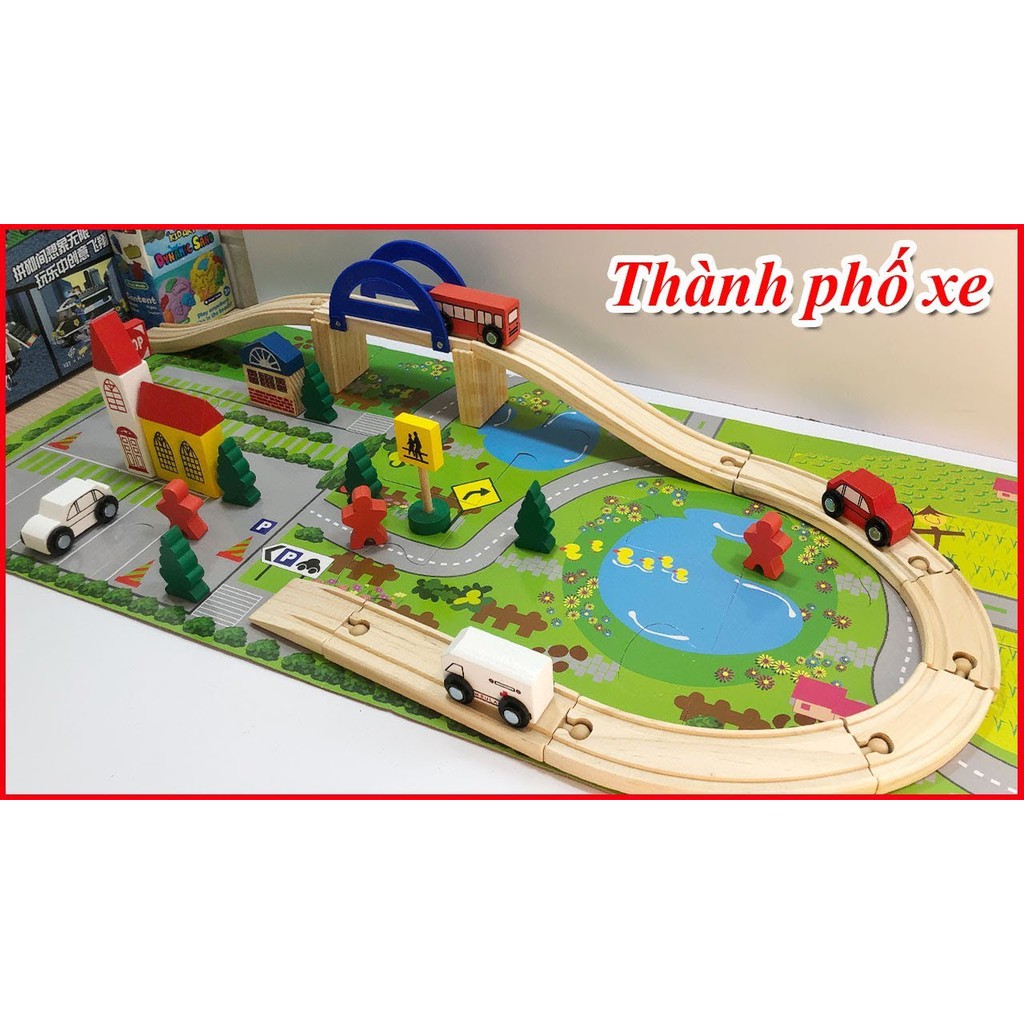 Bộ Đồ Chơi Lắp Ghép Mô Hình Thành Phố Bằng Gỗ Rail Overpass