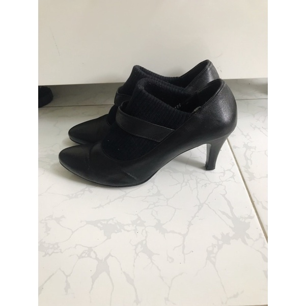 Giày Da thật phối len Sz 37