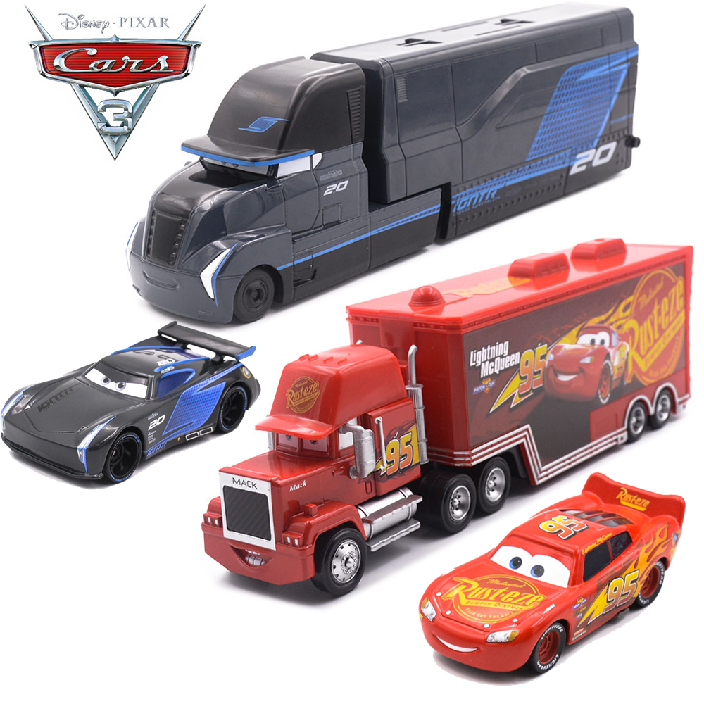 Disney Pixar Cars 2 Lightning McQueen &amp; Mack Truck 1:55 Diecast Toy Loose New