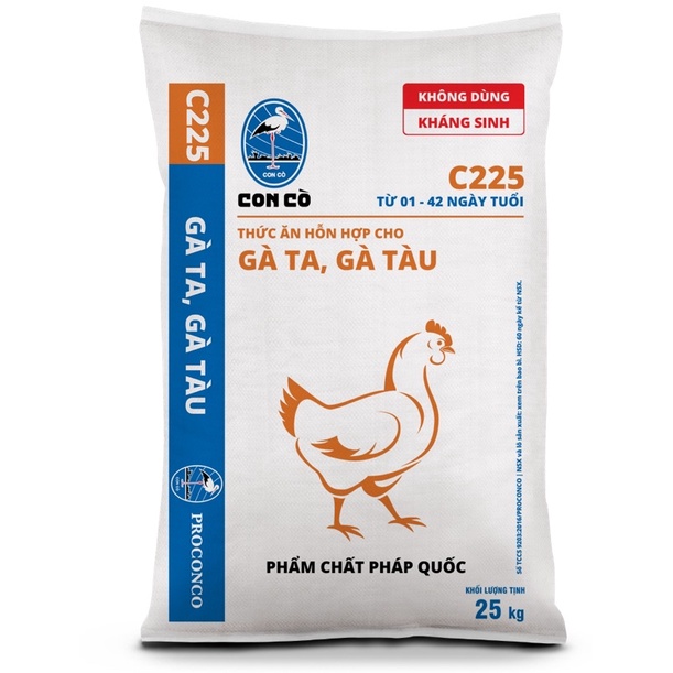 1kg Cám Gà Con thức ăn hỗn hợp cho gà ta, gà tàu từ 1 – 42 ngày tuổi [thức ăn gà] Con Cò C225