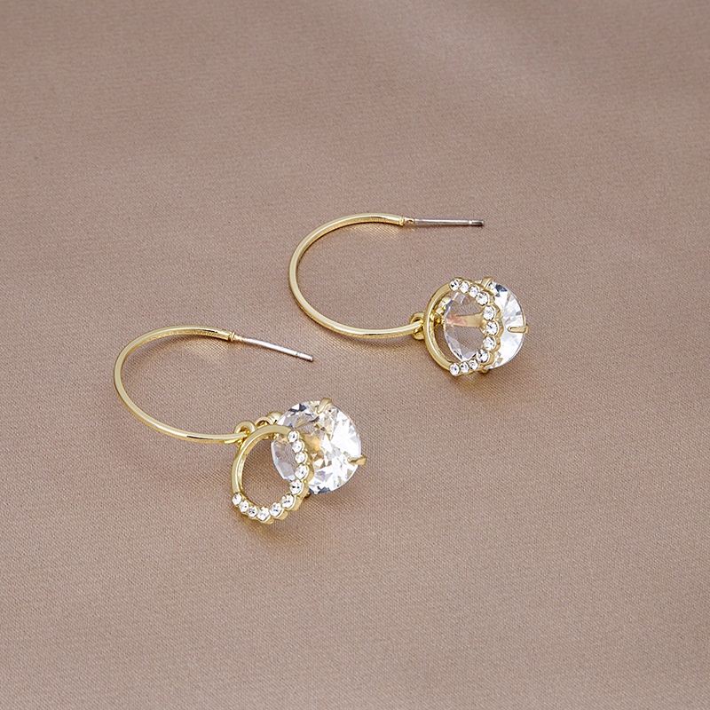 Bông Tai Dáng Dài Đính Đá Zircon Thời Trang Sang Trọng Cho Nữ