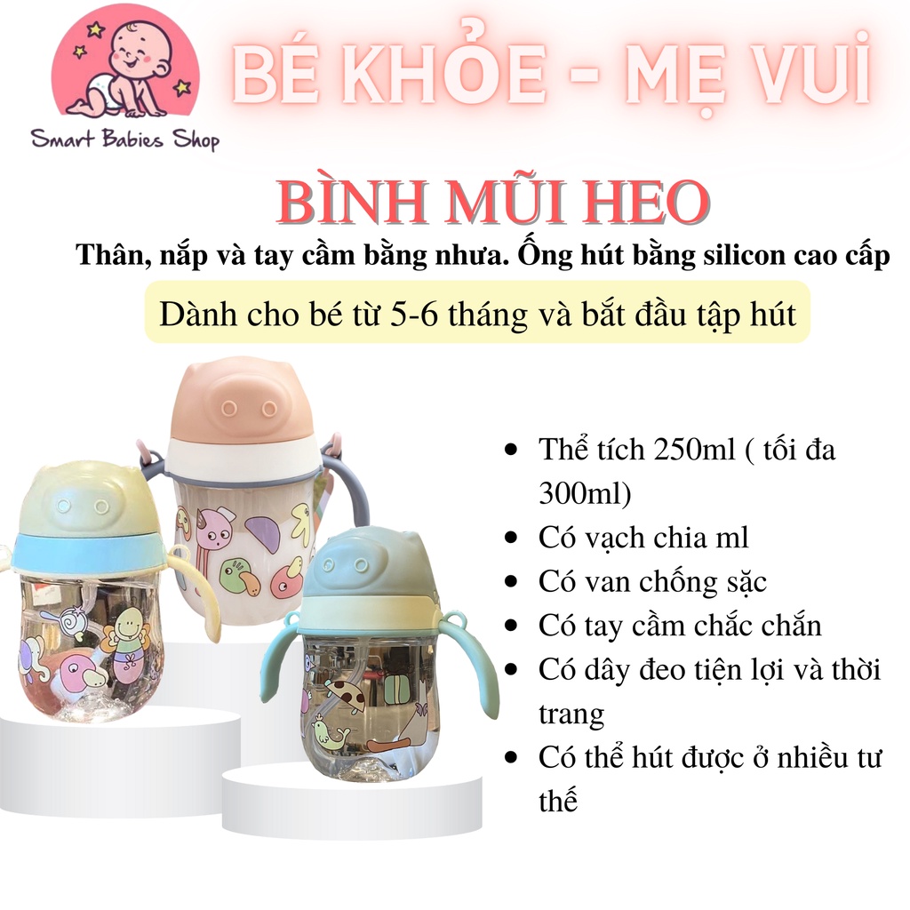 Bình tập hút tập uống nước, sữa có van chống sặc cho bé