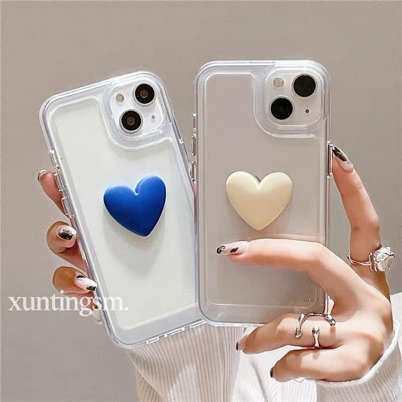 Ốp iphone Space trong suốt hình trái tim nổi Silicon dẻo viền vuông 7/8/7plus/8plus/x1/11promax/12/12promax/13/13pro/max