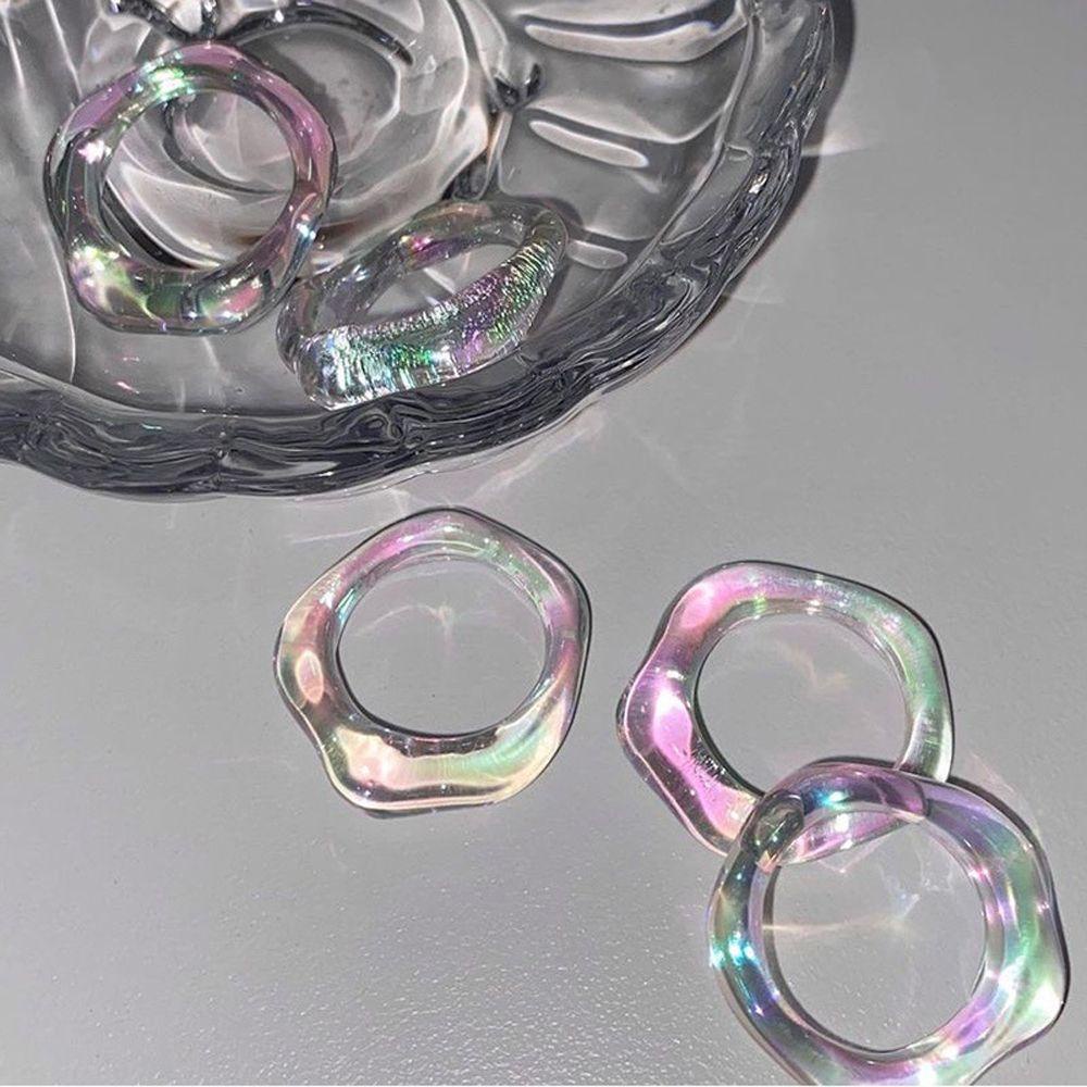 Nhẫn Đeo Tay Trong Suốt Phối Màu Phong Cách Vintage Hàn Quốc