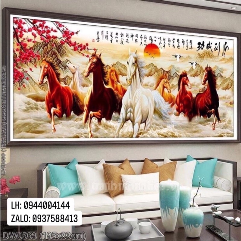 tranh thêu mã đáo thành công DW0569 (195x83cm) thêu full