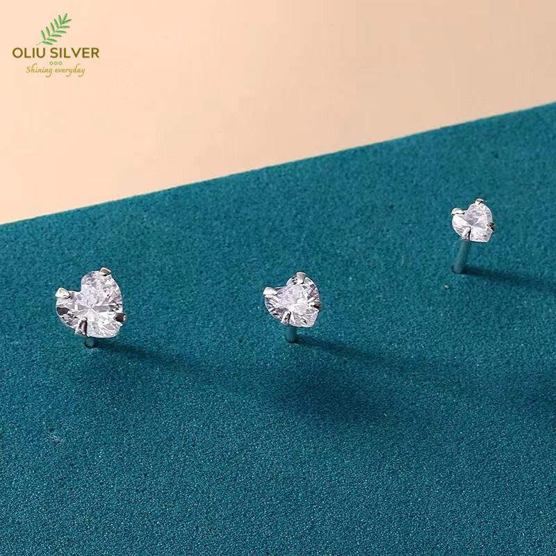 Bông Tai Bạc S925 Mini Bling Heart Trái Tim Nhí Nhiều Size Tối Giản Xinh Xắn | Khuyên Tai Nữ Trang Sức Bạc Thời Trang