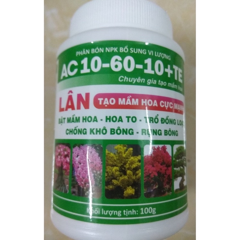 Phân bón kích ra hoa Siêu Lân AC10-60-10 bổ sung b1, b12 (100gr)