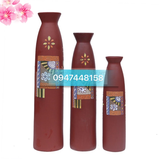 Bộ 3 bình gốm Bát Tràng