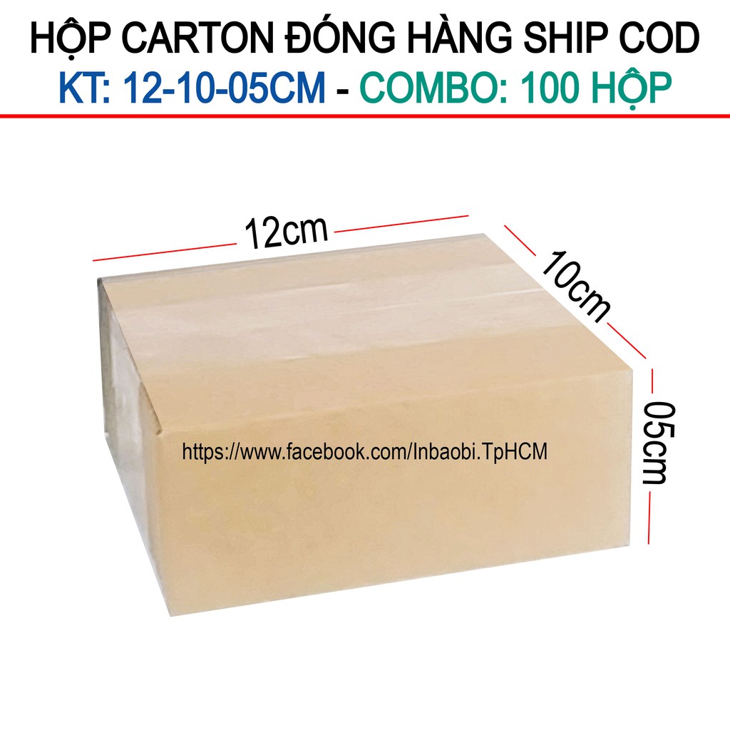 100 Hộp 12x10x5 cm, Hộp Carton 3 lớp đóng hàng chuẩn Ship COD (Green &amp; Blue Box, Thùng giấy - Hộp giấy giá rẻ)