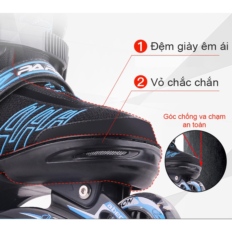 Giày Trượt Patin keenStore mẫu Papaison A3 có Led 8 bánh phát sáng cho trẻ em và người lớn