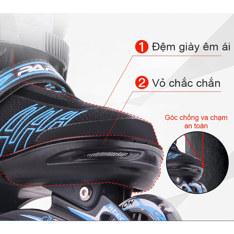 Giày Trượt Patin keenStore mẫu Papaison có Led 8 bánh phát sáng cho trẻ em và người lớn