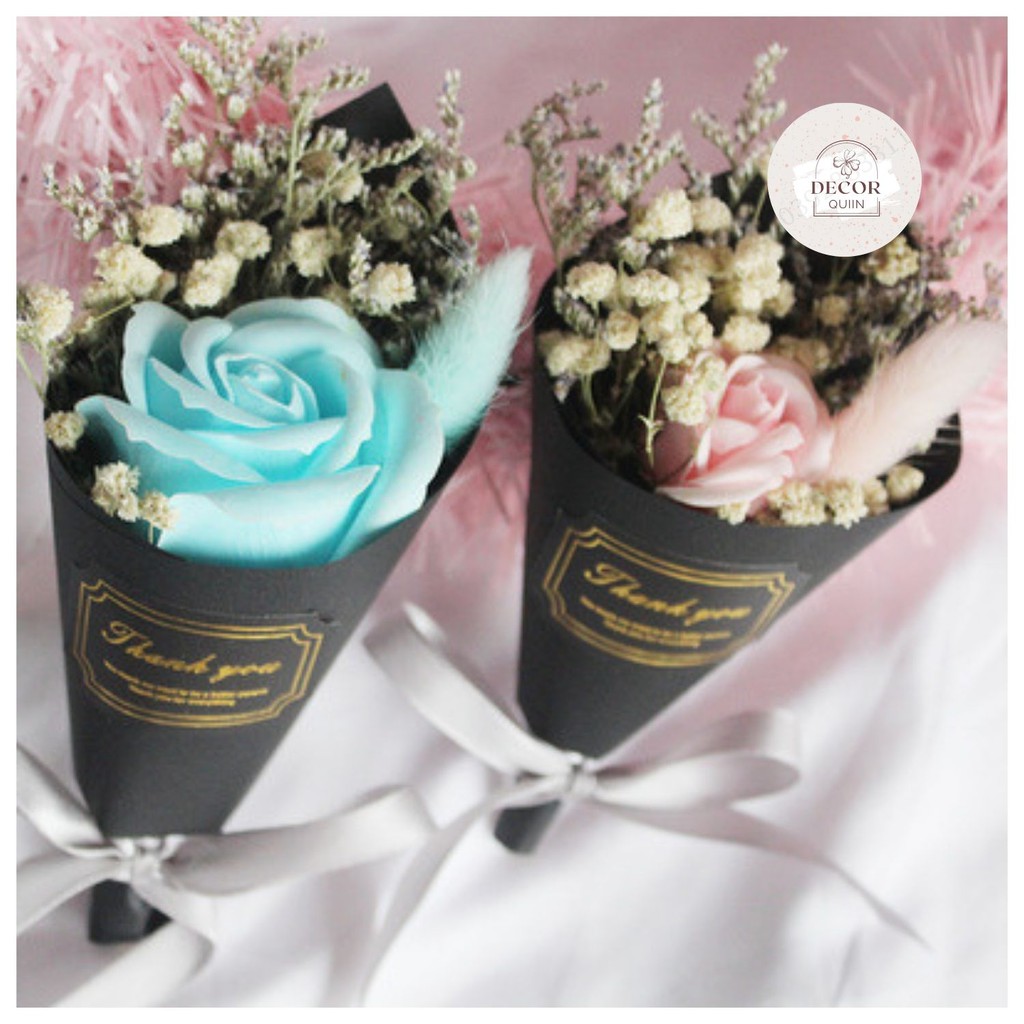 Hoa hồng khô và hoa tú cầu❤️Bó hoa khô hoa sáp❤️ sản phẩm mới làm quà tặng xinh xắn ngày sinh nhật ngày lễ ý nghĩa