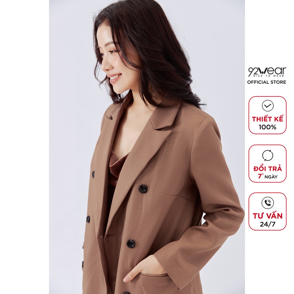 Áo vest blazer nữ 92WEAR dài tay hai hàng khuy trẻ trung hiện đại VBW1137 | BigBuy360 - bigbuy360.vn