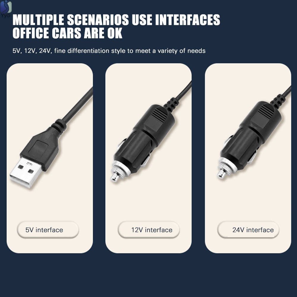 Quạt Làm Mát USB 2 Đầu Xoay 360 Độ 2 Tốc Độ Có Thể Tháo Rời 10W Chuyên Dùng Cho Xe Hơi