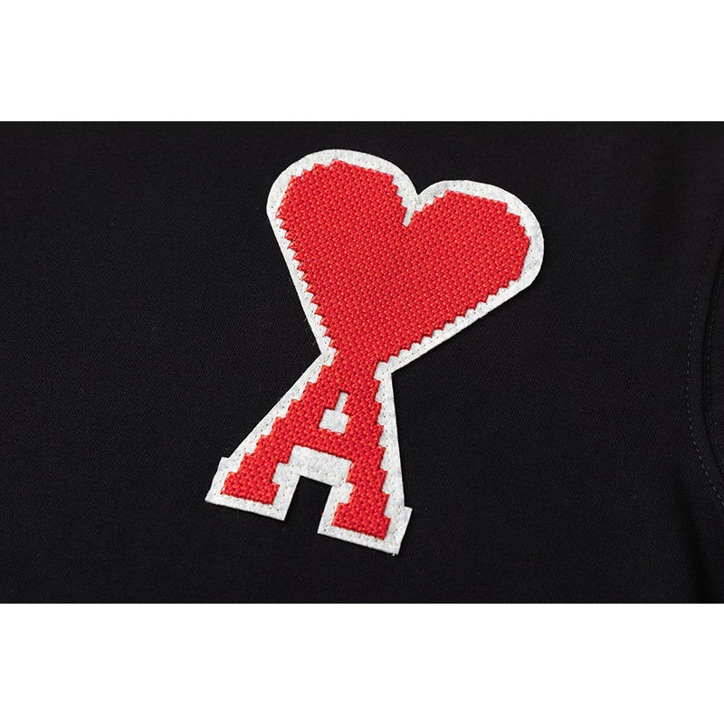❤❀  ❤ Áo Thun Cotton Tay Ngắn Dáng Rộng Thêu Hình Trái Tim Thời Trang Cho Nam Và Nữ